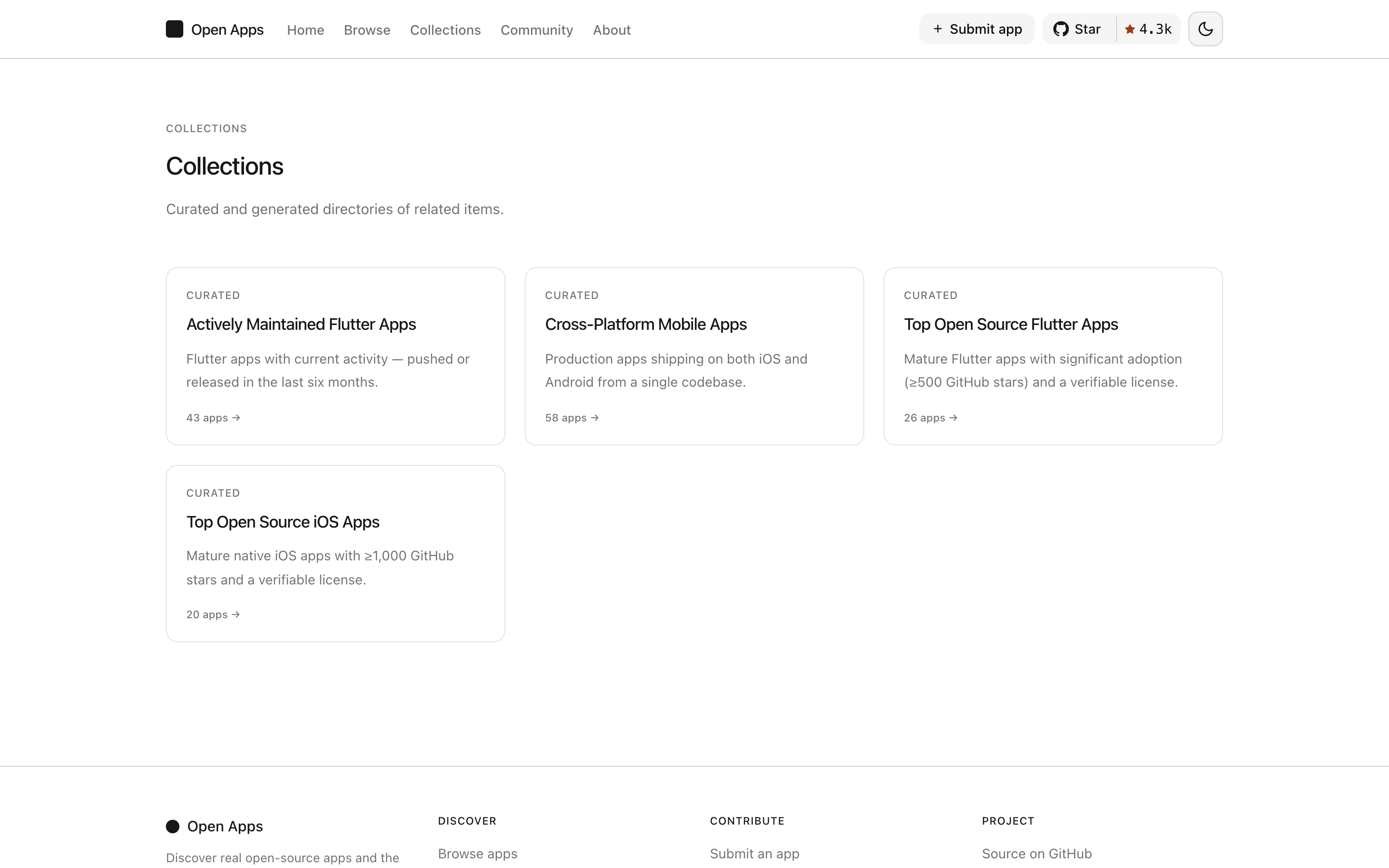 The Open App Scout collections page.